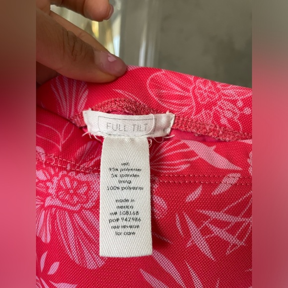 Pink Mesh Midi Skirt w/ Hawaiian Floral Print - Picture 3 of 5